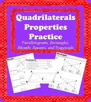 Find missing angle measures of quadrilaterals given a sum of 360 degrees. Quadrilateral Properties Practice: Parallelograms ...