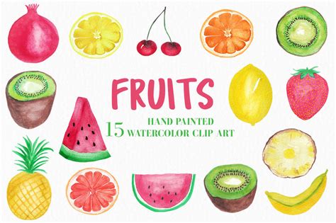 Watercolor Fruits Clipartwatercolor Fruit Watermelon Lemon By