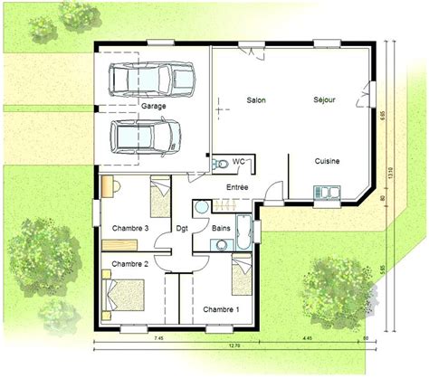 Plan Maison Plain Pied Chambres Avec Suite Parentale Et Garage