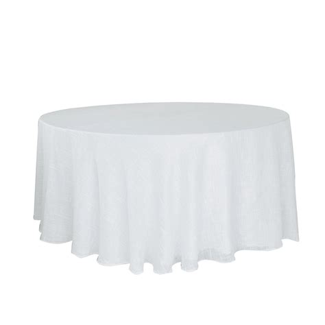 120 White Seamless Linen Round Tablecloth