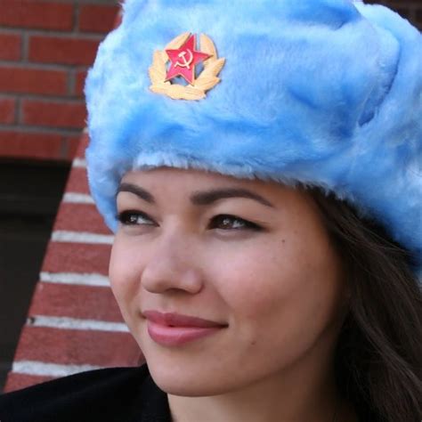 winter russian hat with ear flaps ushanka with cockade military badge light blue 62 xl