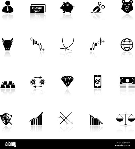 Stock Market Icons With Reflect On White Background Stock Vector Stock