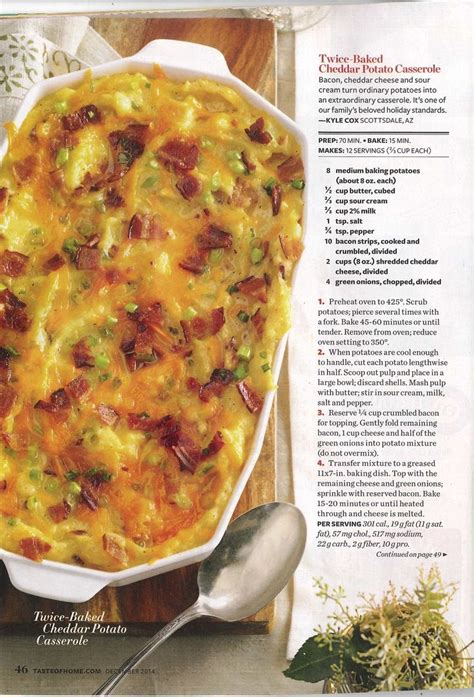Taste Of Home Twice Baked Potato Cheddar Casserole Cooking Recipes
