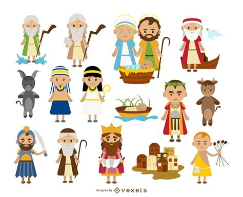 Baixar Vetor De Coleção De Desenhos Animados De Personagens Bíblicos