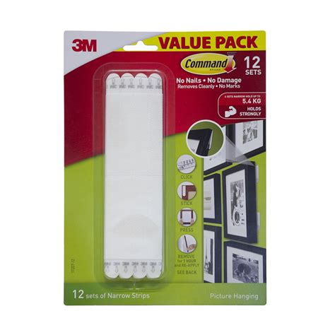 Command™ Adhesive Narrow Picture Hanging Strips White 12 Pack Bunnings Australia