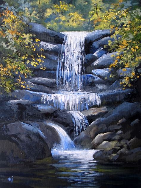 Water Falls Painting At Explore Collection Of