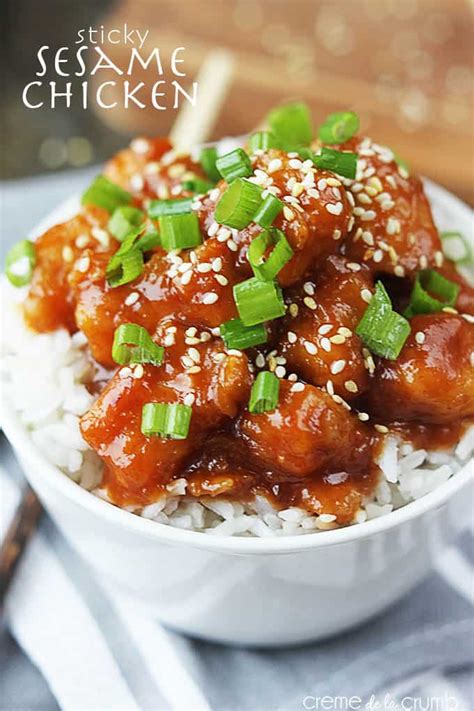 The food is 100% fantastic and well received. Sticky Sesame Chicken | Creme De La Crumb