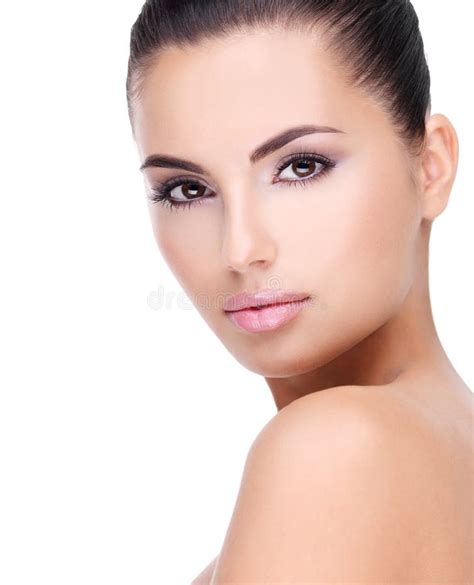 Beautiful Face Of Young Woman With Clean Skin Stock Photo Image Of