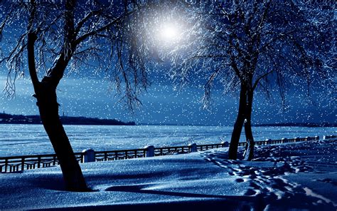 Winter Snowy Night Wallpapers Wallpaper Cave