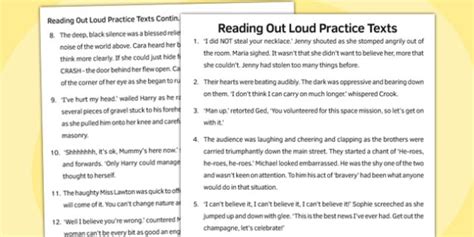 Reading Out Loud Practice Texts