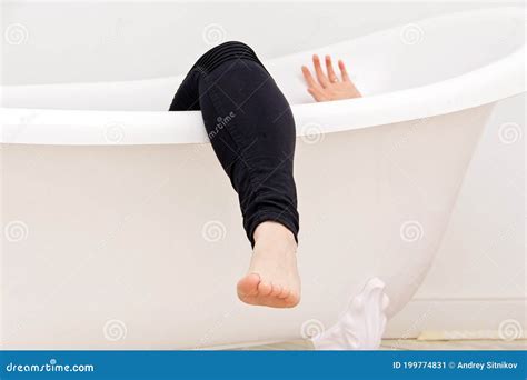 Woman S Bare Foot Sticking Out Of The Bathtub Stock Image Image Of Funny Home