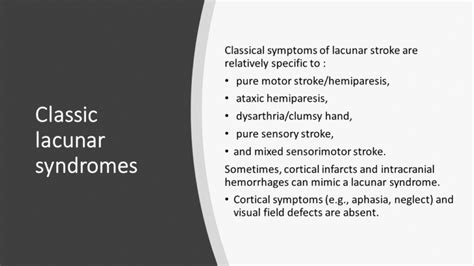 Classic Lacunar Syndromes World Stroke Academy
