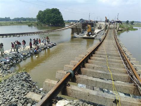 Army Constructing Washed Away Rail Bridge At Ajhrail On New Jalpaiguri