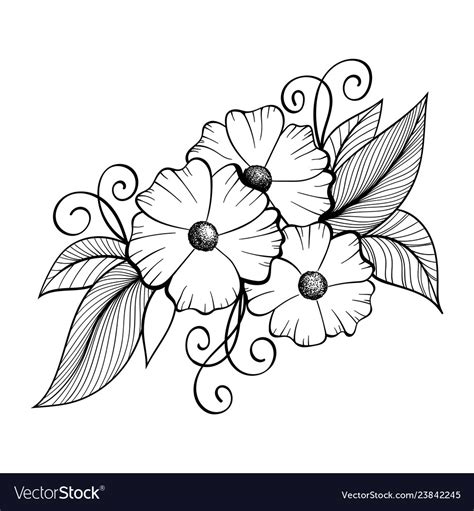 Hand Drawn Floral Doodle Bouquet Royalty Free Vector Image