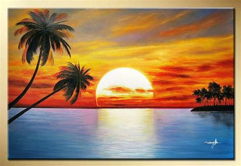 Romantic Sunset Painting Oil Painting Landscape Landscape Paintings