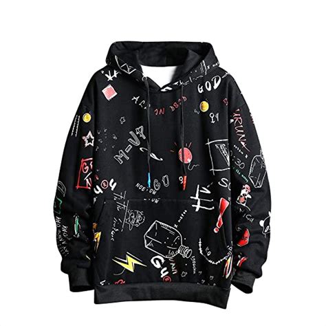 Mens Graffiti Hoodies Print Sweatshirt Fashion Tracksuit Casual Hip Hop Funny Coat Uk