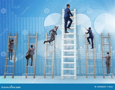 Career Progression Concept with Various Ladders Stock Image - Image of