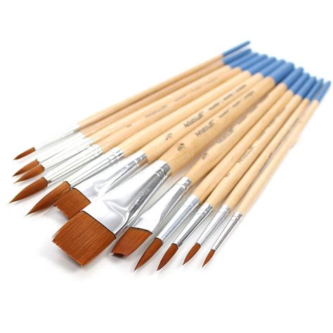 Artists Loft Synthetic Flat And Round Brushes 12 Pack Acrylic Oil