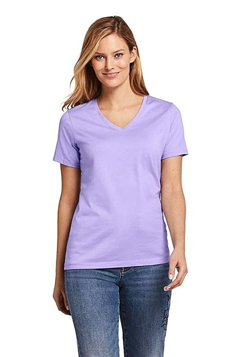 Lands End Women S Petite Supima Cotton Short Sleeve T Shirt Relaxed V Neck Small Light