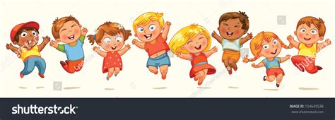 Children Jump For Joy Banner Vector Illustration