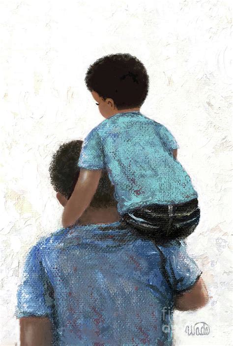 African American Father Carrying Son Painting By Vickie Wade Fine Art