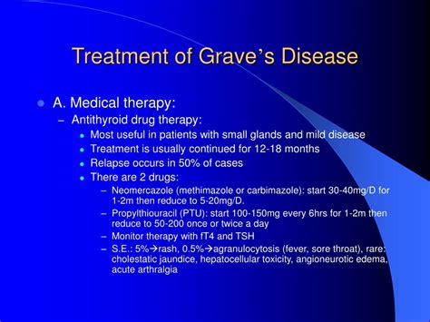 Treatment of graves' disease includes antithyroid drugs which reduce the production of thyroid hormone; PPT - Thyroid Disorders PowerPoint Presentation, free ...