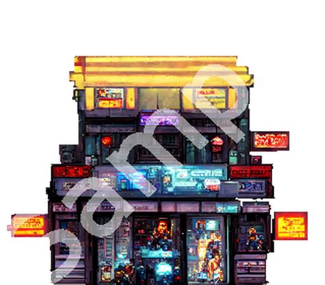 Cyberpunk Buildings Pixel Art By Adalutegames