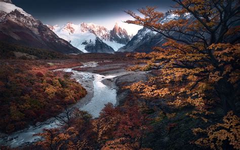 Download Wallpapers Andes Mountain Landscape Mountain River Evening