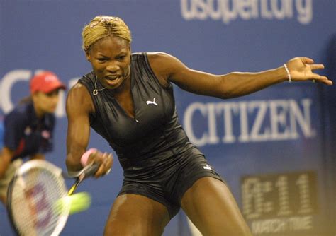 Serena Williams Wearing A Short Black Bodysuit At The Us Open In