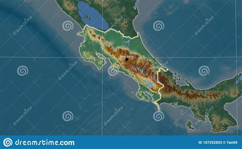 Costa Rica Relief Composition Borders Stock Illustration
