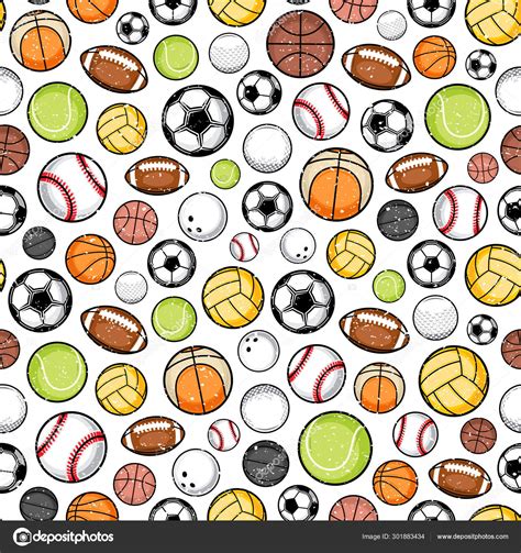 Vector Colorful Sport Balls Seamless Pattern Or Background Stock Vector