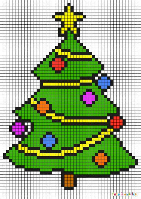 Ainsi ce sont mes trois grands tame. Pixel Art sapin de Noël par Tête à modeler