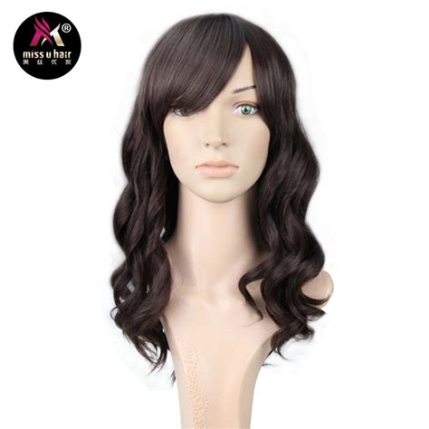Miss U Hair Synthetic 55cm Long Curly Wigs Dark Brown Color European