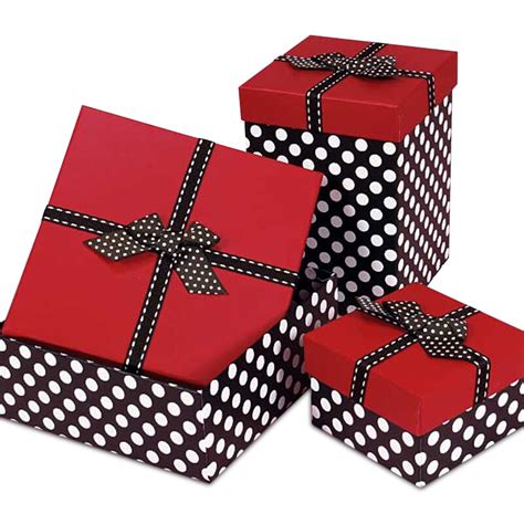 Red Top Polka Dot Box With Ribbons