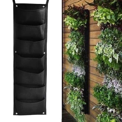 Wall Mounted 7 Pockets Plant Grow Bags Hanging Vertical Garden Planter