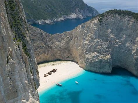 Aerial View Of Shipwreck Beach Zakynthos Ionian Islands Greece