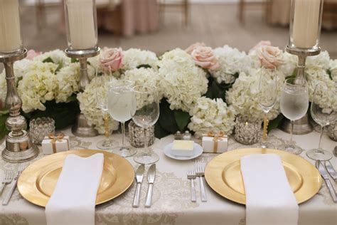 Ivory And Blush Hydrangea Rose And Greenery Centerpiece