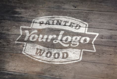 Painted Wood Logo Mockup Graphicburger