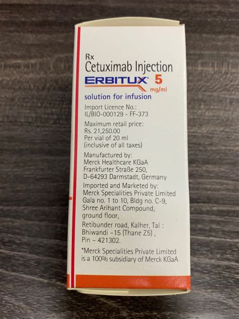 Cetuximab Erbitux 100 Mg Inj Merck 5 Mgml At Rs 18000piece In