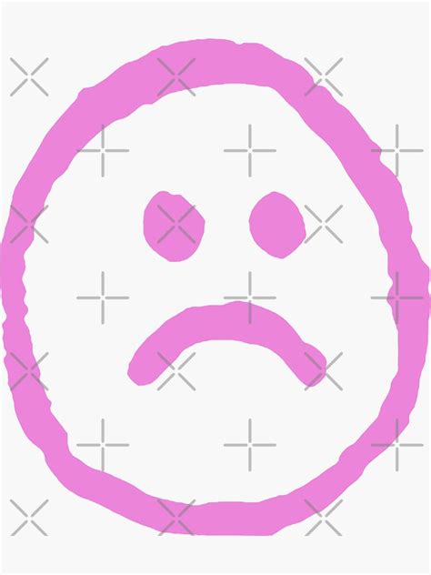 Lil Peep Style Sad Face Tattoo Pink Sticker For Sale By Boogsbay