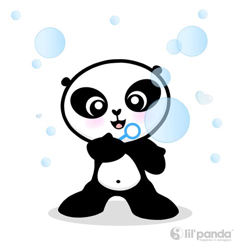 Panda Having Fun With Bubbles Panda Lilpanda Bubbles Cute Blowing