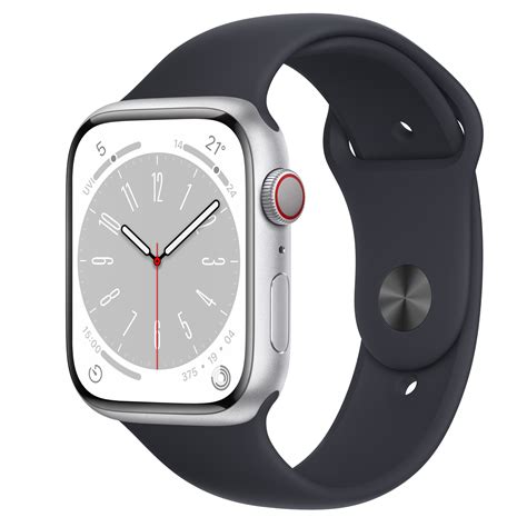 buy apple watch series 8 gps cellular 45mm silver aluminum case with midnight sport band