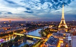 Bilder Paris Eiffelturm Frankreich Himmel Abend Von oben 3840x2400