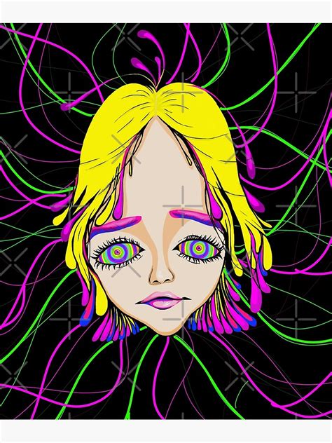 Psychedelic Neon Wired Up Android Girl Head Photographic Print By