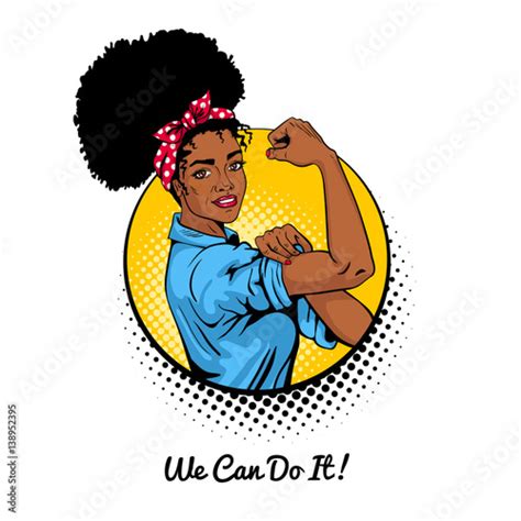 We Can Do It Pop Art Sexy Strong African Girl In A Circle On White