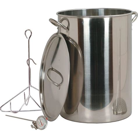 King Kooker 30 Qt Stainless Steel Turkey Pot With Lid Lifting Rack And