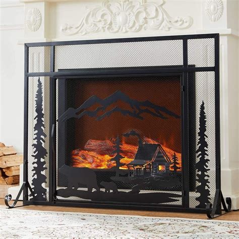 Pleasant Hearth 633 Gothic Steel Fireplace Screen Black