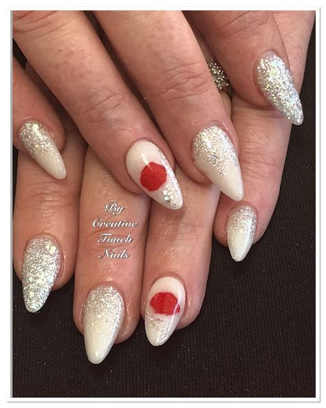 Bridal Design With Encapsulated Acrylic Red Roses Nails Acrylic