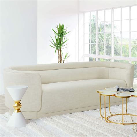 Macie 92 12 Wide Cream Linen Channel Tufted Sofa 95y39 Lamps Plus