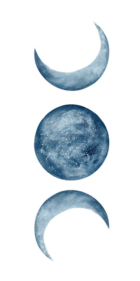 Blue Moon Phases Watercolor Mini Art Print By Kris Kivu Without Stand